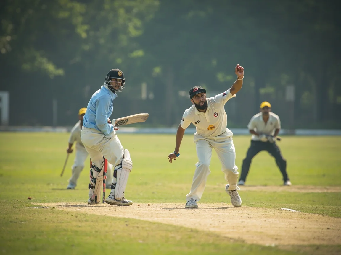 An Indian cricket team in coloured kit posing for a squad photo on a sunny outfield