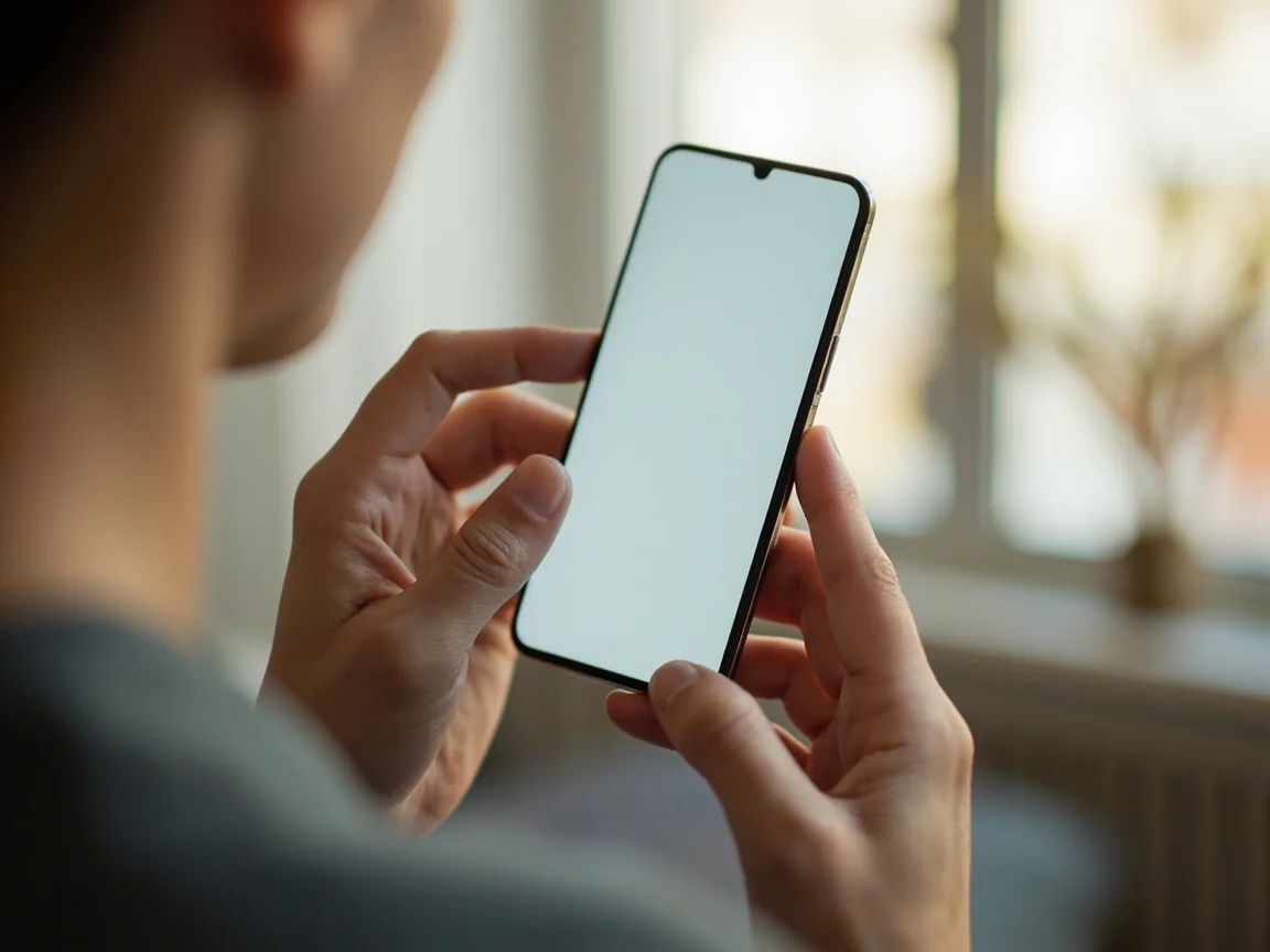 A hand tapping install on the Android sideload prompt for the Fantoss APK in bright window light