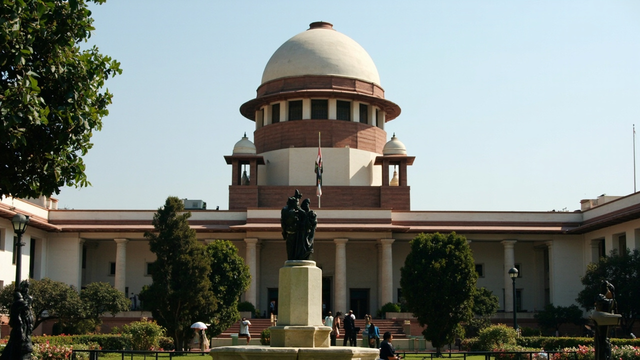 The Indian Supreme Court exterior in bright daylight