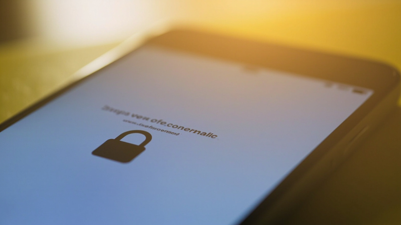 A padlock icon next to a website URL on a smartphone in bright daylight
